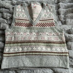 Pink Republic Gray and Pink V-Neck Sweater Vest